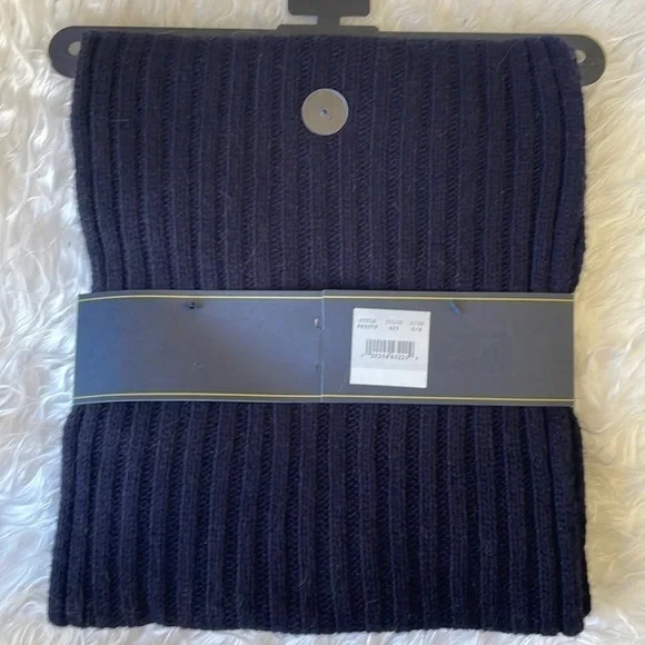 Brand New Polo Ralph Lauren 2-Piece Wool Hat & Scarf Set Navy Blue Deep Red Pony